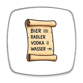 Humorvolles Bier- und Schnaps-Manifest - Viereckiger Kühlschrankmagnet - Weiß - Vorne