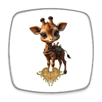 Charmante girafe steampunk - Magnet carré - blanc - Devant