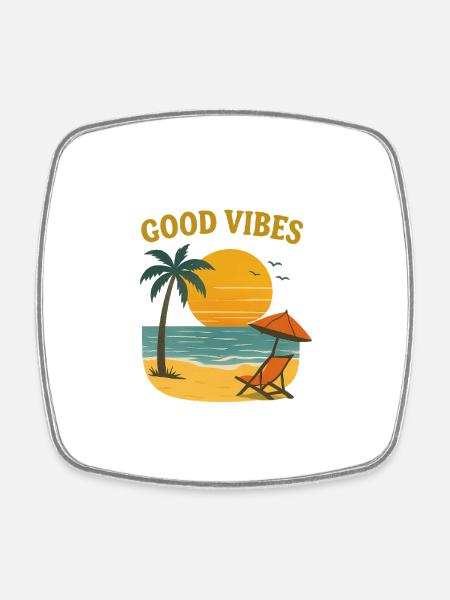 Motif de plage de coucher de soleil - Magnet carré - blanc