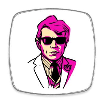 Pop art portrait with sunglasses - Square fridge magnet - white - Front