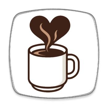 Herzförmiger Kaffeetraum - Viereckiger Kühlschrankmagnet - Weiß - Vorne