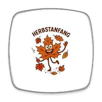 Autumn leaves cheerful leaf character - Square fridge magnet - white - Front