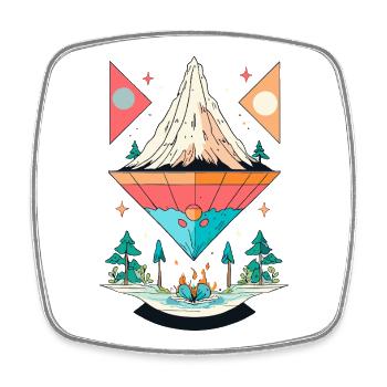 Mountain and Forest Symmetry Design - Square fridge magnet - white - Front