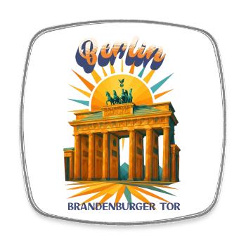 Berlin - BRANDENBURGER TOR - Urban Retro Dreams  - Viereckiger Kühlschrankmagnet - Weiß - Vorne