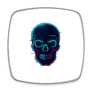 Neon Cyber Skull Design - Square fridge magnet - white - Front