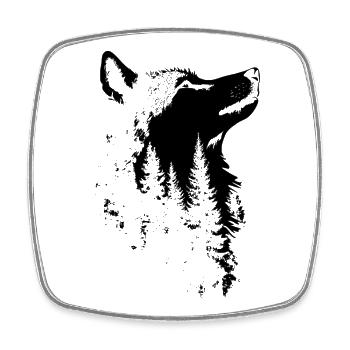 Silhouette de forêt de visage de loup - Magnet carré - blanc - Devant