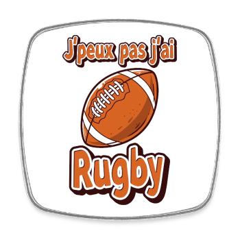 Humorvolles Rugby-Design mit Ball - Viereckiger Kühlschrankmagnet - Weiß - Vorne
