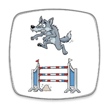 Champion de saut d'obstacles des loups - Magnet carré - blanc - Devant