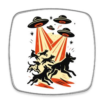 Alien UFOs UFO Galactic Dogs Beam Gift - Square fridge magnet - white - Front