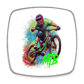 Mountain bike action art - Square fridge magnet - white - Front