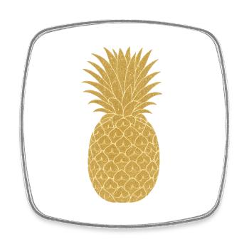 Goldene Ananas | Vergoldete Ananas-Eleganz - Viereckiger Kühlschrankmagnet - Weiß - Vorne