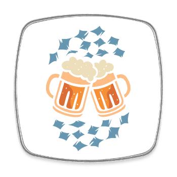 Bierkrüge anstoßen – Bayerisches Rautenmuster Cart - Viereckiger Kühlschrankmagnet - Weiß - Vorne
