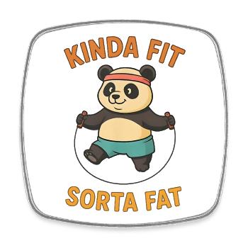 Kinda Fit Sorta Fat Funny Gym Cute Hippo Retro - Viereckiger Kühlschrankmagnet - Weiß - Vorne