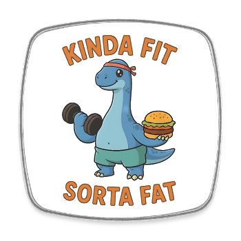 Kinda Fit Sorta Fat Funny Gym Cute Hippo Retro - Viereckiger Kühlschrankmagnet - Weiß - Vorne