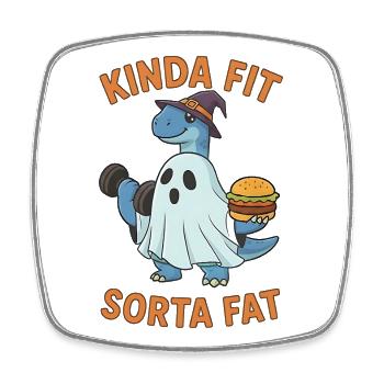 Kinda Fit Sorta Fat Funny Gym Cute Hippo Retro - Viereckiger Kühlschrankmagnet - Weiß - Vorne
