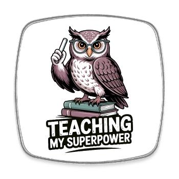 Power Owl unterrichten - Viereckiger Kühlschrankmagnet - Weiß - Vorne