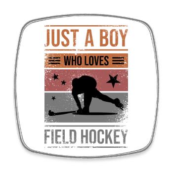 Field Hockey T-Shirt Design for Boys - Square fridge magnet - white - Front