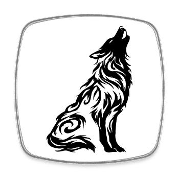 Nordic Wolf Tribal Tattoo - Square fridge magnet - white - Front