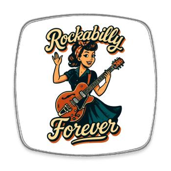 Guitare électrique Rockabilly Forever pour femme, cadeau années 50 - Magnet carré - blanc - Devant