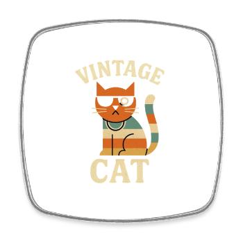 Vintage Katzen Illustration mit Retro Aesthetic - Viereckiger Kühlschrankmagnet - Weiß - Vorne