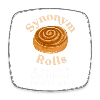Whimsical Cinnamon Roll Typography Design - Square fridge magnet - white - Front