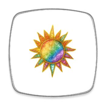 Rainbow Sunburst Cosmic Pin - Square fridge magnet - white - Front