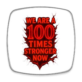 Empowering 100 Times Stronger Anime Quote - Square fridge magnet - white - Front