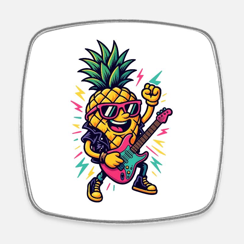 Music Pineapple - Square fridge magnet - white