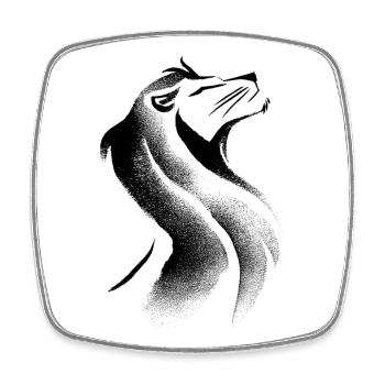 Tête de lion abstraite - Magnet carré - blanc - Devant