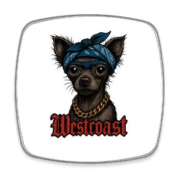 Urban Hund mit Bandana und Goldkette - Viereckiger Kühlschrankmagnet - Weiß - Vorne