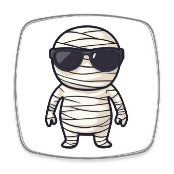 Momie avec des lunettes de soleil - Magnet carré - blanc - Devant