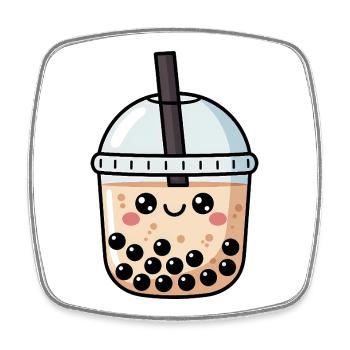Cute Bubble Tea Kawaii - Square fridge magnet - white - Front