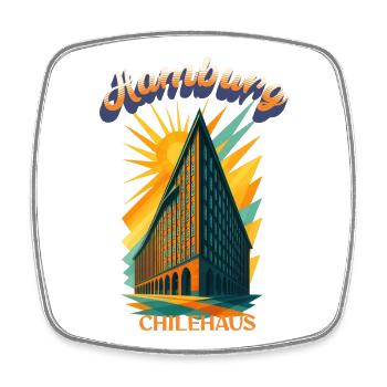 Hamburg Chilehaus Retro Vintage Shirt - Viereckiger Kühlschrankmagnet - Weiß - Vorne