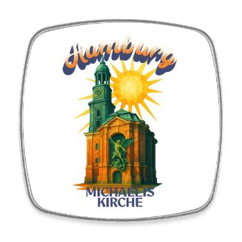 Hamburg Michel Shirt – St. Michaelis Church Retro - Square fridge magnet - white - Front