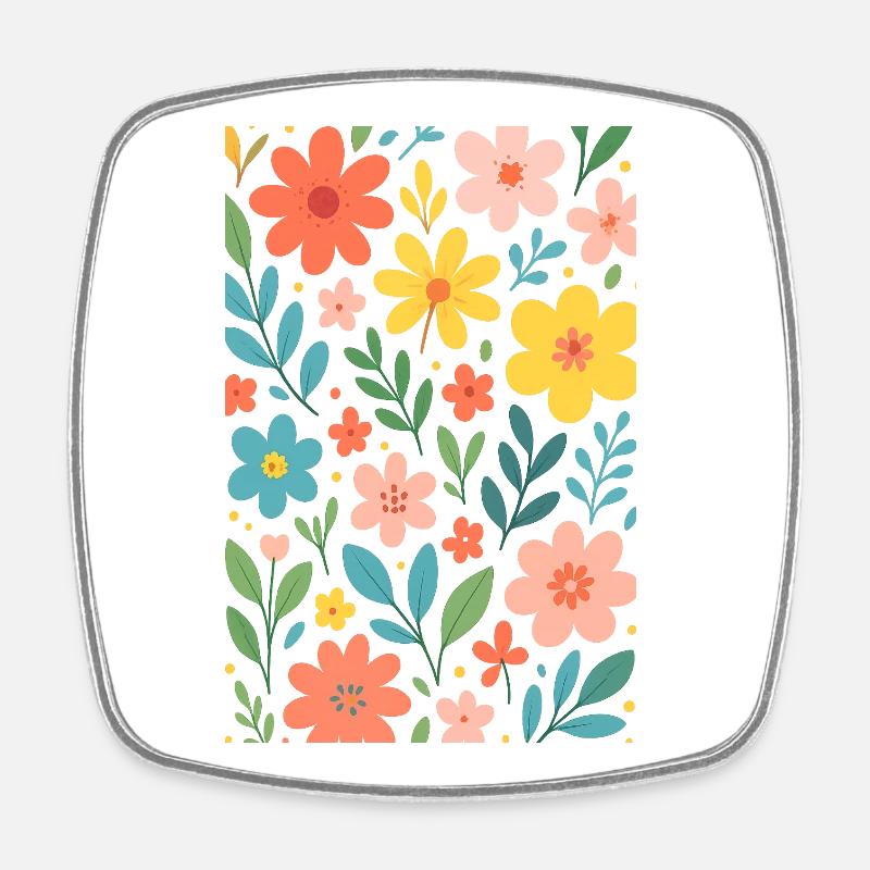 Floral patterns in pastel colours - Square fridge magnet - white