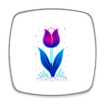 Tulipe néon - Magnet carré - blanc - Devant