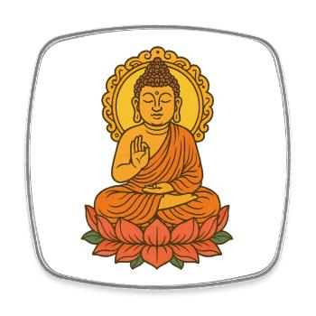 Bouddha méditatif sur lotus - Magnet carré - blanc - Devant
