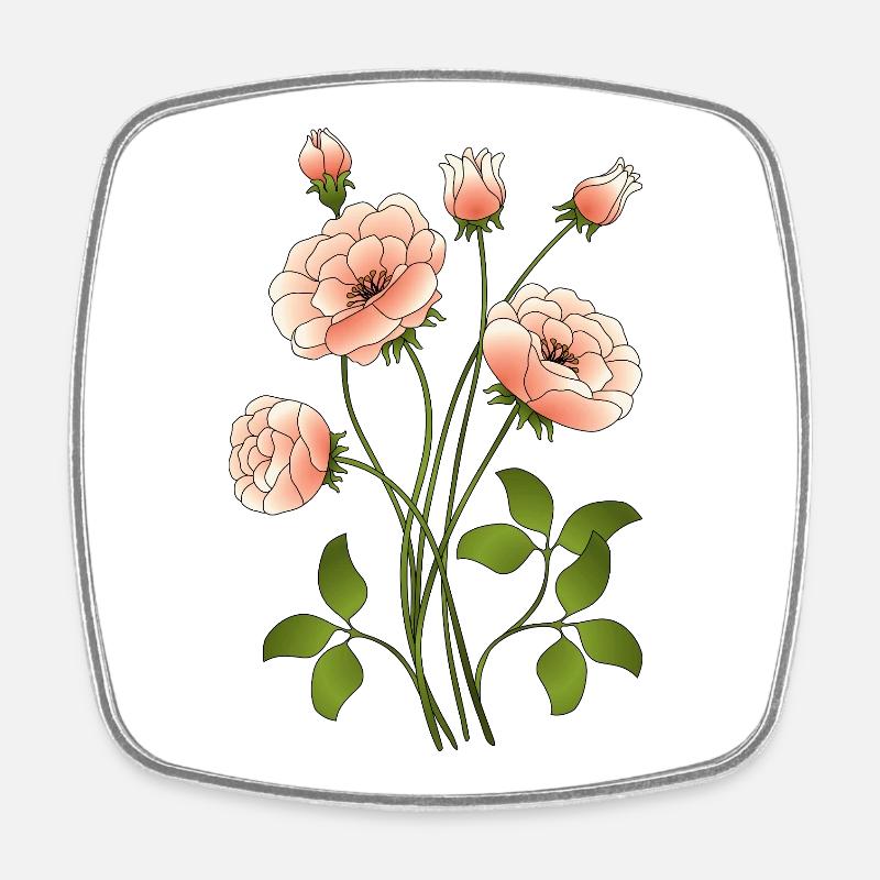 Fleur - Magnet carré - blanc