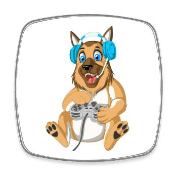 Deutscher Schäferhund Gamer - Viereckiger Kühlschrankmagnet - Weiß - Vorne