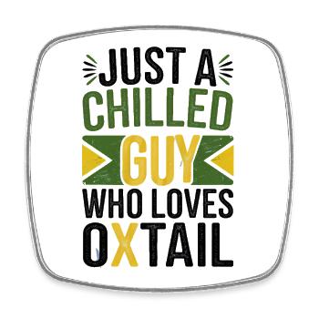 Chill Guy with Oxtail, Jamaica Flag  - Square fridge magnet - white - Front