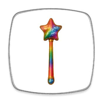 Rainbow Star Wand Design - Square fridge magnet - white - Front