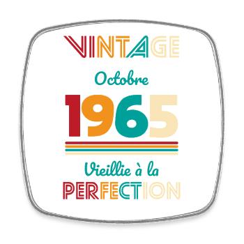 Anniversaire 60 ans - Vintage - Octobre 1965 - Magnet carré - blanc - Devant