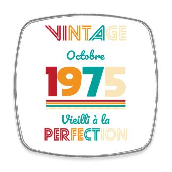 50. Jahrestag – Vintage – Oktober 1975 - Viereckiger Kühlschrankmagnet - Weiß - Vorne