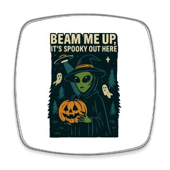 T-shirt extraterrestre d’Halloween – Beam Me Up, It’s Spooky - Magnet carré - blanc - Devant