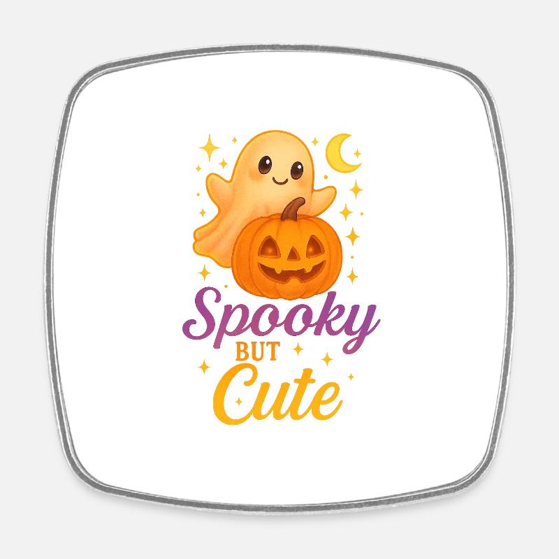Cute Halloween Ghost with Pumpkin - Square fridge magnet - white