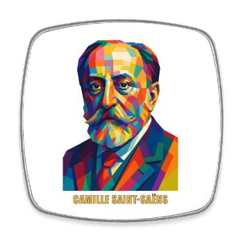Kubistische Porträt von Camille Saint-Saëns - Viereckiger Kühlschrankmagnet - Weiß - Vorne