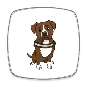 Sad Dog Portrait with Collar - Square fridge magnet - white - Front