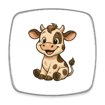T-shirt bébé vache – Mignon veau de dessin animé - Magnet carré - blanc - Devant