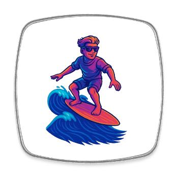 Wave Rider - Viereckiger Kühlschrankmagnet - Weiß - Vorne