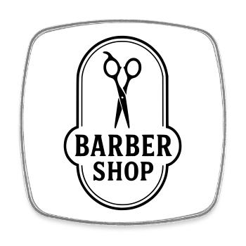 Barbier - Viereckiger Kühlschrankmagnet - Weiß - Vorne